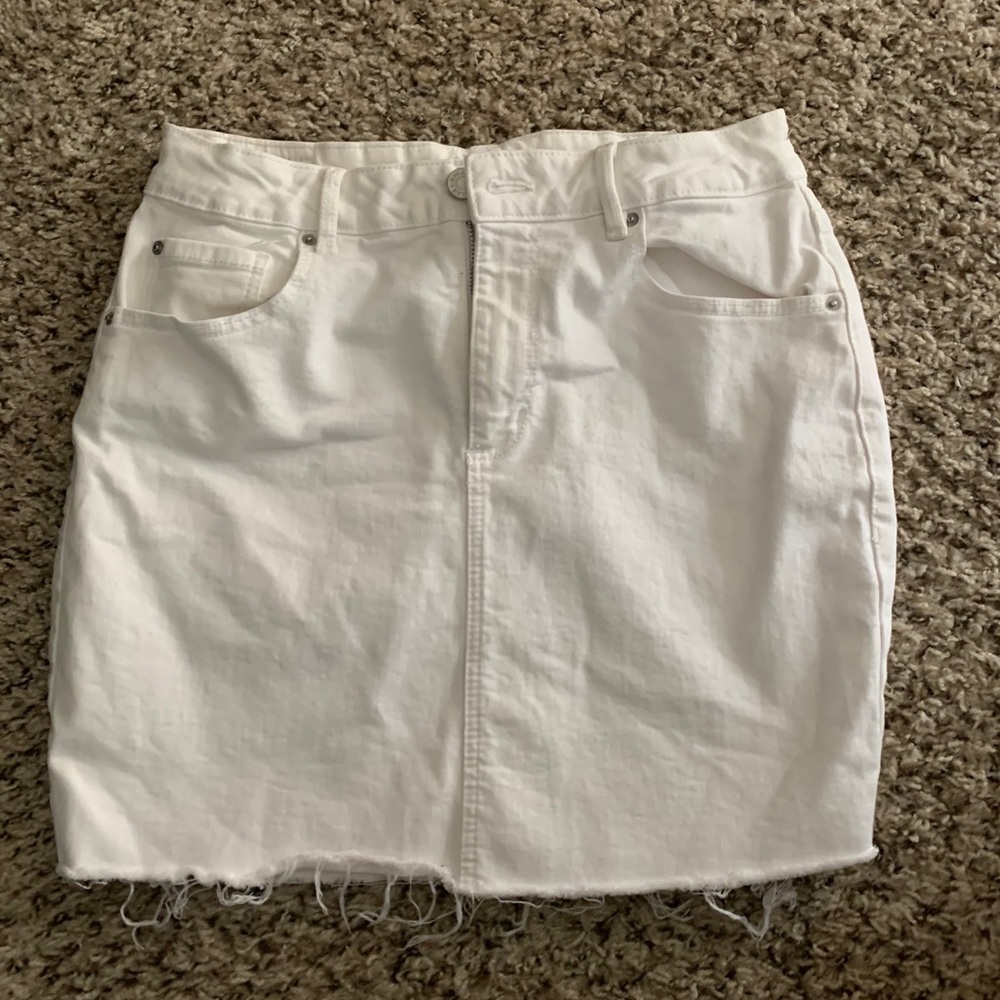 Garage white jean skirt